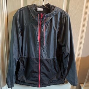 Columbia Center Ridge Lined Windbreaker Dark Gray/Blk/Pink Women’s size Large